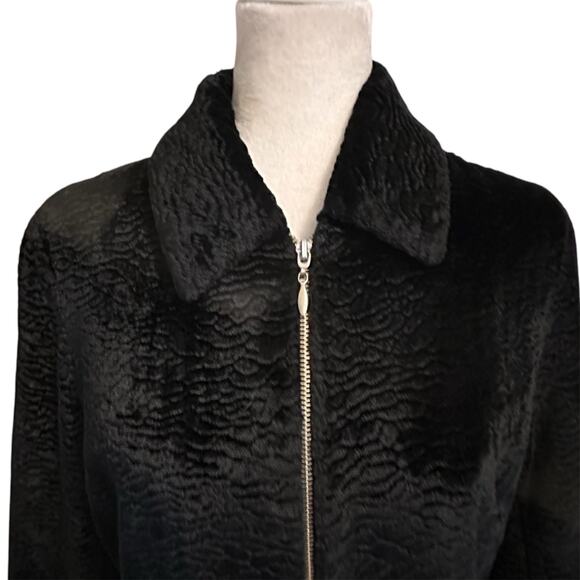 Vintage 90s Y2K  Esprit De Corp Faux Lambs Wool Zip Jacket Size Medium - Picture 2 of 5